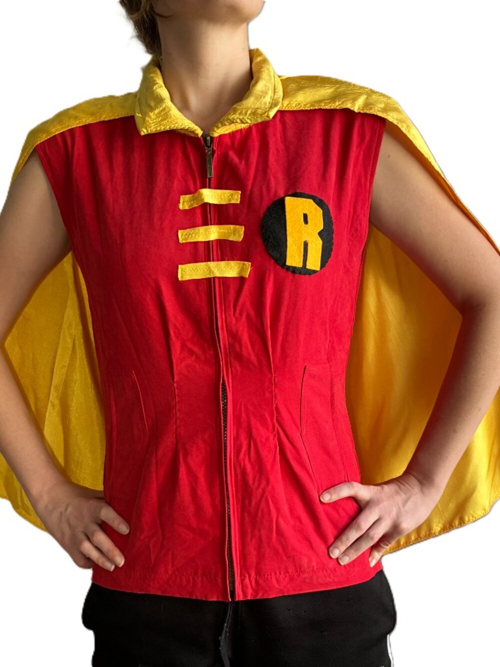 Robin (& Batman) Halloween Costume Red Vest & Cape Adult S/M handmade